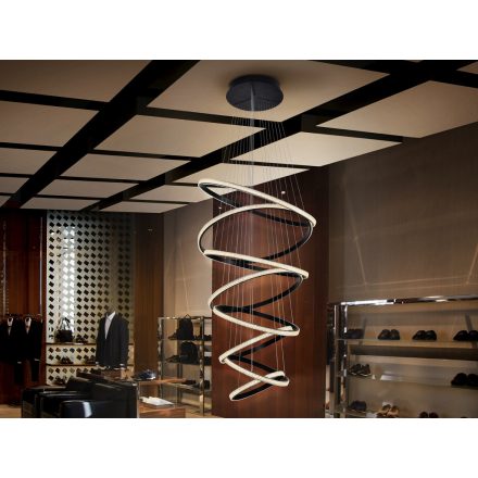 ·RING· LAMP, 8 BLACK RINGS, DIMMABLE