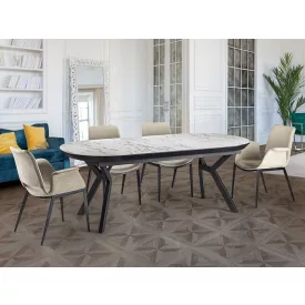 ANTEA - DINING TABLE - WHITE MARBLE TOP