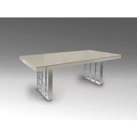 ·VITA· DINING TABLE, ASH GREY-SIVER 200