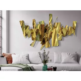 FRACTURE-SCULPTURE GOLDEN STEEL WALL