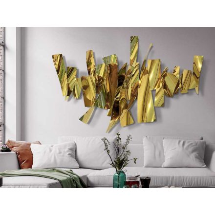FRACTURE-SCULPTURE GOLDEN STEEL WALL