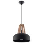 Pendant lamp CASCO black/natural wood