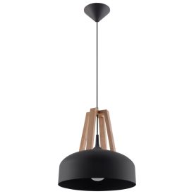 Pendant lamp CASCO black/natural wood