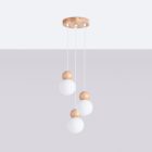 Pendant lamp PEKKA 3P white/natural wood