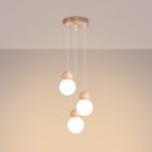Pendant lamp PEKKA 3P white/natural wood